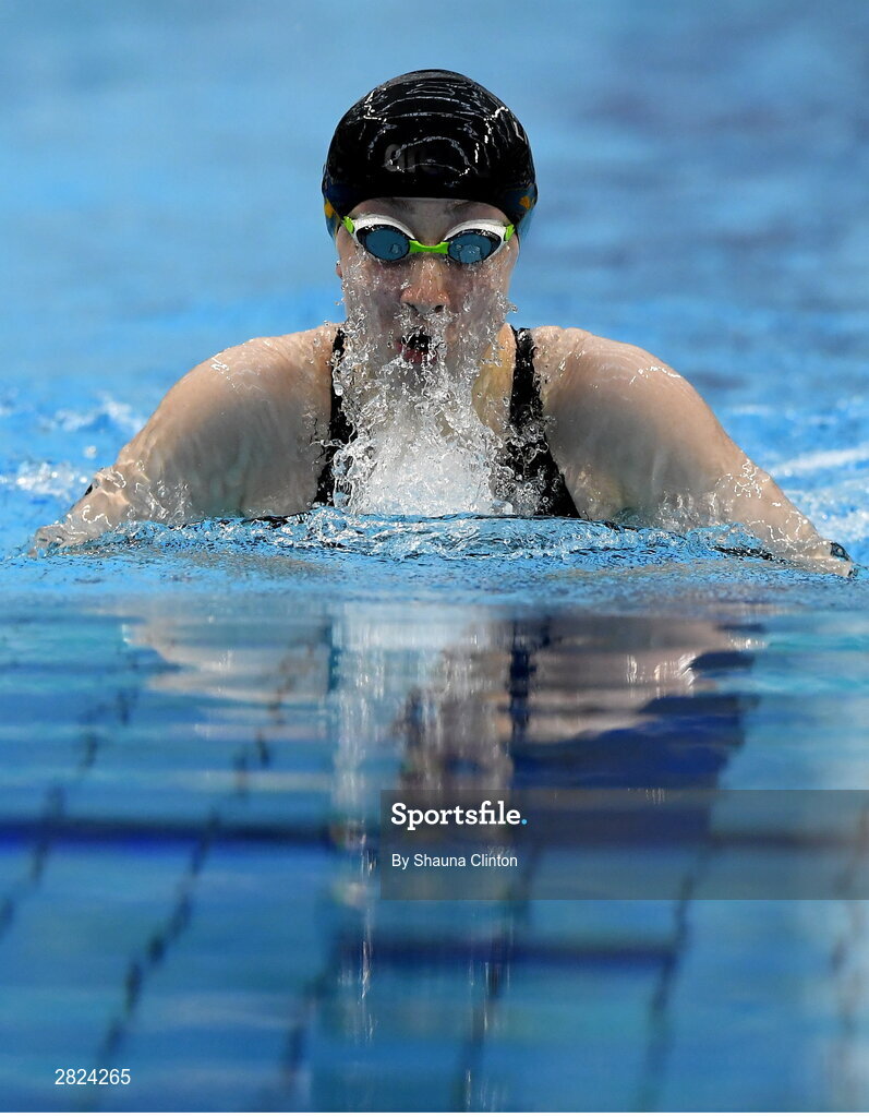 23 May 2024; Lucy O'Brien of Nat Centre Limerick competes in the Women's 100m Breaststroke Finals during day two of the Ireland Olympic Swimming Trials at the National Aquatic Centre on the Sport Ireland Campus in Dublin. Photo by Shauna Clinton/Sportsfile