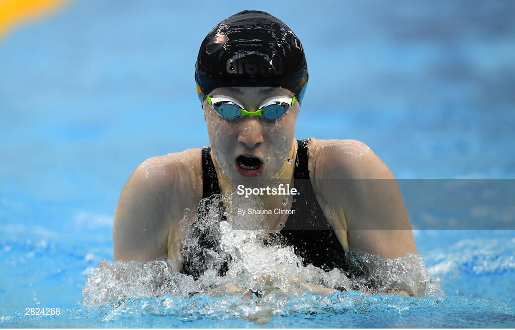 23 May 2024; Lucy O'Brien of Nat Centre Limerick competes in the Women's 100m Breaststroke Finals during day two of the Ireland Olympic Swimming Trials at the National Aquatic Centre on the Sport Ireland Campus in Dublin. Photo by Shauna Clinton/Sportsfile