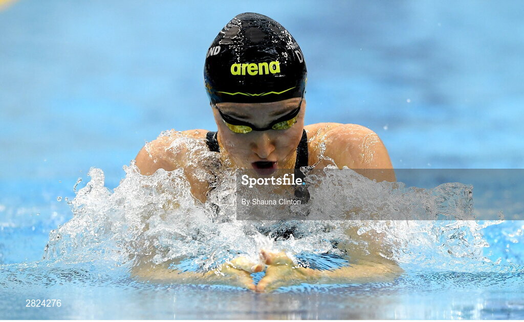 23 May 2024; Niamh Coyne of National Centre Dublin Tallaght competes in the Women's 100m Breaststroke Finals during day two of the Ireland Olympic Swimming Trials at the National Aquatic Centre on the Sport Ireland Campus in Dublin. Photo by Shauna Clinton/Sportsfile