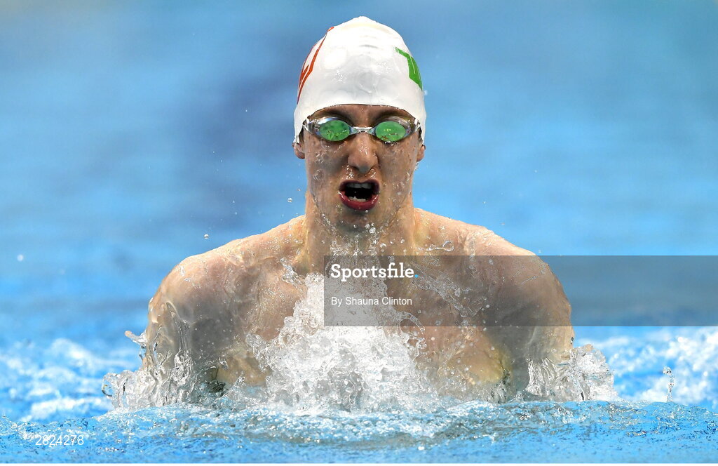 23 May 2024; Adam Manley of Larne Swimming Club competes in the Men's 100m Breaststroke Finals during day two of the Ireland Olympic Swimming Trials at the National Aquatic Centre on the Sport Ireland Campus in Dublin. Photo by Shauna Clinton/Sportsfile