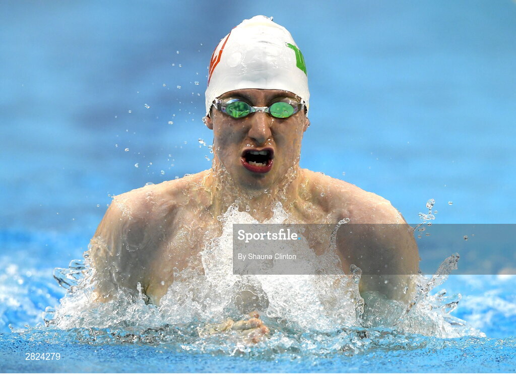 23 May 2024; Adam Manley of Larne Swimming Club competes in the Men's 100m Breaststroke Finals during day two of the Ireland Olympic Swimming Trials at the National Aquatic Centre on the Sport Ireland Campus in Dublin. Photo by Shauna Clinton/Sportsfile