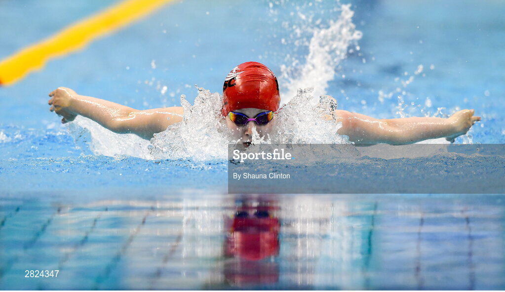 23 May 2024; Alana Burns-Atkin of Banbridge competes in the Women's 100m Butterfly Finals during day two of the Ireland Olympic Swimming Trials at the National Aquatic Centre on the Sport Ireland Campus in Dublin. Photo by Shauna Clinton/Sportsfile