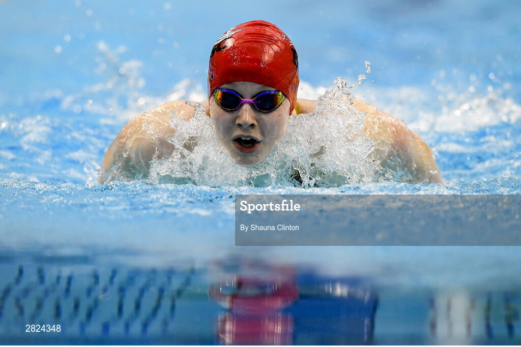 23 May 2024; Alana Burns-Atkin of Banbridge competes in the Women's 100m Butterfly Finals during day two of the Ireland Olympic Swimming Trials at the National Aquatic Centre on the Sport Ireland Campus in Dublin. Photo by Shauna Clinton/Sportsfile