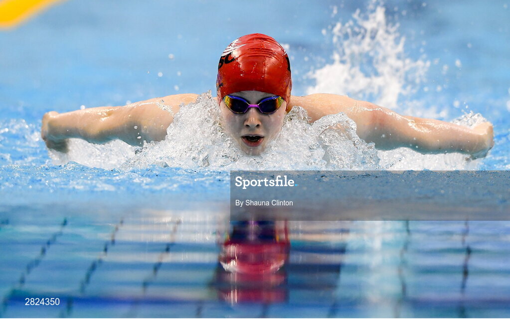 23 May 2024; Alana Burns-Atkin of Banbridge competes in the Women's 100m Butterfly Finals during day two of the Ireland Olympic Swimming Trials at the National Aquatic Centre on the Sport Ireland Campus in Dublin. Photo by Shauna Clinton/Sportsfile