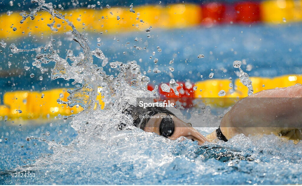 23 May 2024; Danielle Hill of Larne Swimming Club competes in the Women's 100m Freestyle Finals during day two of the Ireland Olympic Swimming Trials at the National Aquatic Centre on the Sport Ireland Campus in Dublin. Photo by Shauna Clinton/Sportsfile
