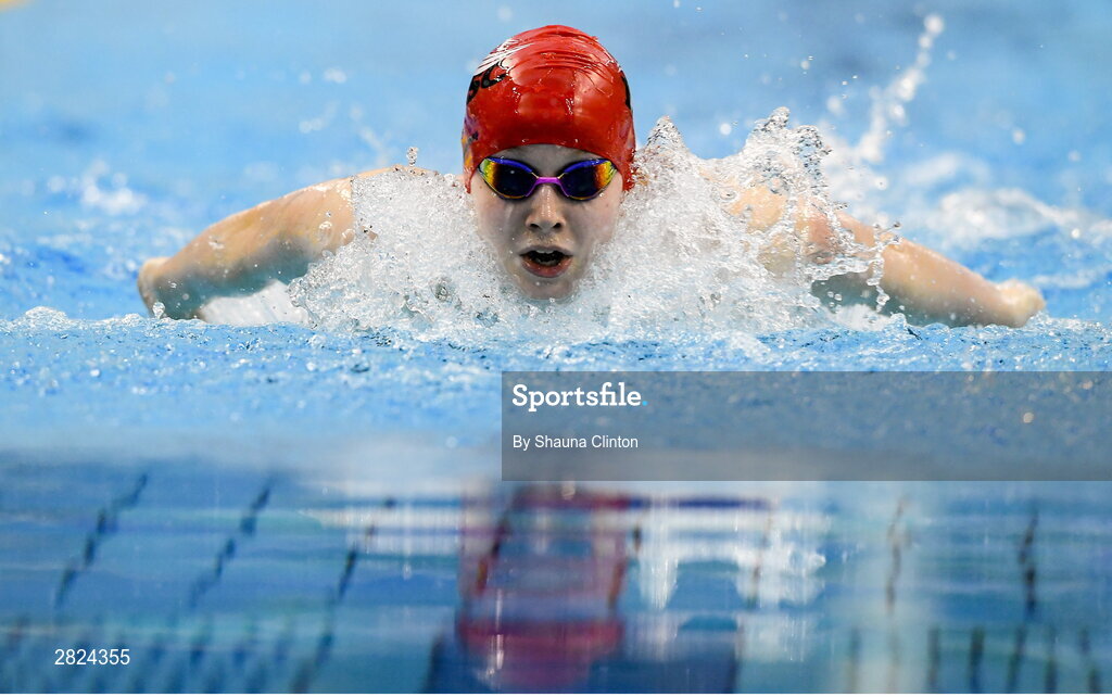 23 May 2024; Alana Burns-Atkin of Banbridge competes in the Women's 100m Butterfly Finals during day two of the Ireland Olympic Swimming Trials at the National Aquatic Centre on the Sport Ireland Campus in Dublin. Photo by Shauna Clinton/Sportsfile