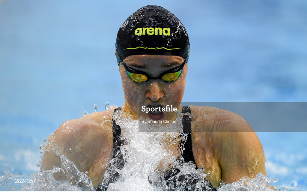 23 May 2024; Niamh Coyne of National Centre Dublin Tallaght competes in the Women's 100m Breaststroke Finals during day two of the Ireland Olympic Swimming Trials at the National Aquatic Centre on the Sport Ireland Campus in Dublin. Photo by Shauna Clinton/Sportsfile