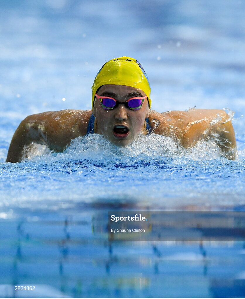 23 May 2024; Ava Jones of Portmarnock competes in the Women's 100m Individual Medley Finals during day two of the Ireland Olympic Swimming Trials at the National Aquatic Centre on the Sport Ireland Campus in Dublin. Photo by Shauna Clinton/Sportsfile