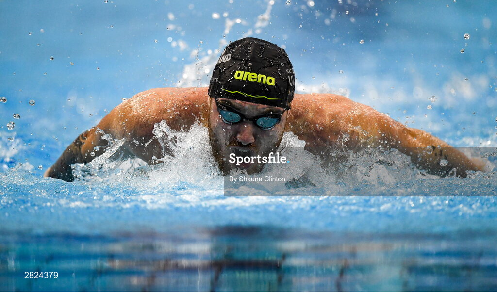 23 May 2024; Barry McClements of National Centre Ulster Ards competes in the Men's 100m Butterfly Finals during day two of the Ireland Olympic Swimming Trials at the National Aquatic Centre on the Sport Ireland Campus in Dublin. Photo by Shauna Clinton/Sportsfile