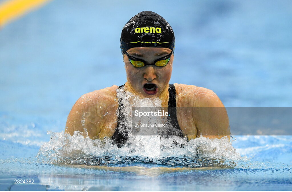 23 May 2024; Niamh Coyne of National Centre Dublin Tallaght competes in the Women's 100m Breaststroke Finals during day two of the Ireland Olympic Swimming Trials at the National Aquatic Centre on the Sport Ireland Campus in Dublin. Photo by Shauna Clinton/Sportsfile