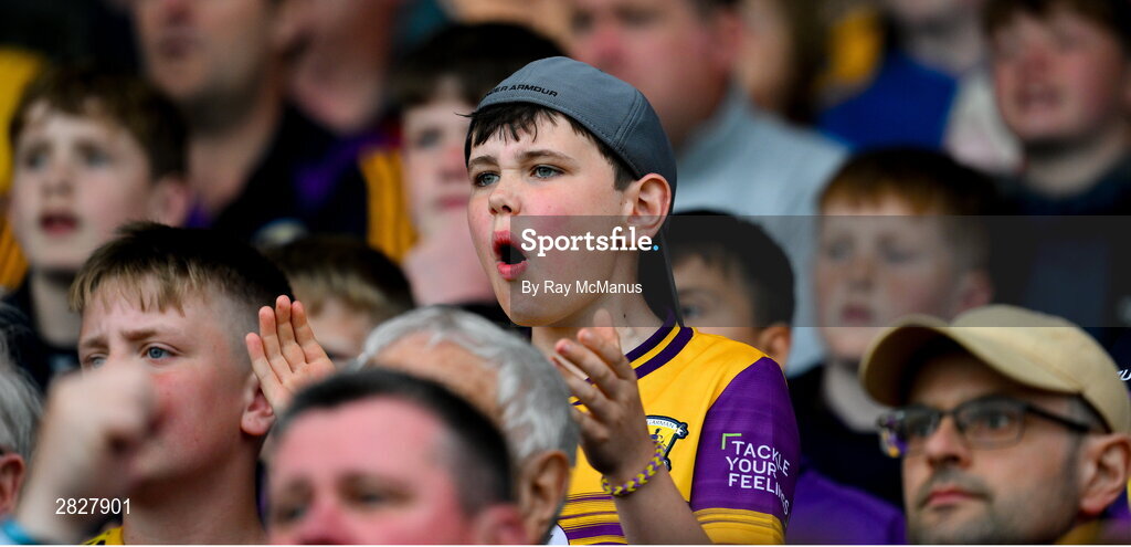 26 May 2024; An anxious Wexford supporter during the Leinster GAA Hurling Senior Championship Round 5 match between Kilkenny and Wexford at UPMC Nowlan Park in Kilkenny. Photo by Ray McManus/Sportsfile
