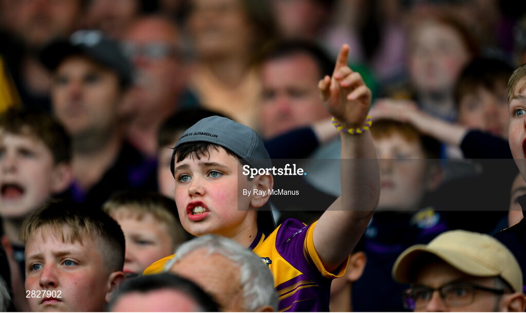 26 May 2024; An anxious Wexford supporter during the Leinster GAA Hurling Senior Championship Round 5 match between Kilkenny and Wexford at UPMC Nowlan Park in Kilkenny. Photo by Ray McManus/Sportsfile
