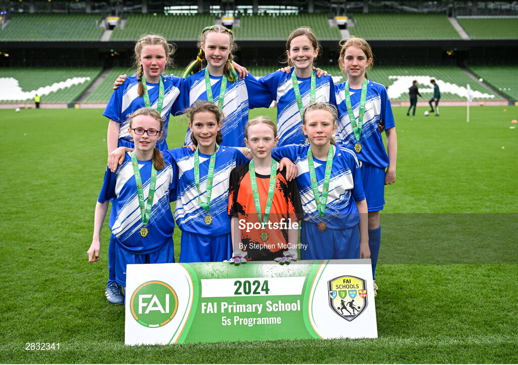 29 May 2024; St Leonard’s NS, Dunnamaggin, Kilkenny, during the FAI Primary 5s Finals day at Aviva Stadium in Dublin. Photo by Stephen McCarthy/Sportsfile