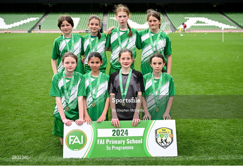 29 May 2024; Scoil Phádraig, Westport, Mayo, during the FAI Primary 5s Finals day at Aviva Stadium in Dublin. Photo by Stephen McCarthy/Sportsfile