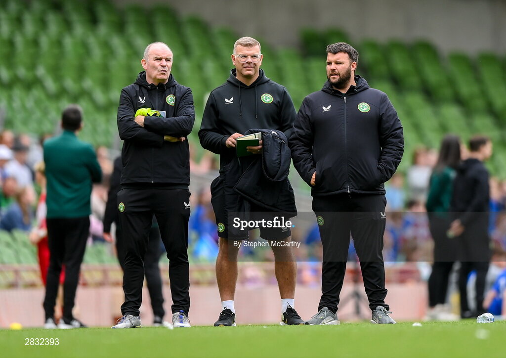 29 May 2024; Development officers during the FAI Primary 5s Finals day at Aviva Stadium in Dublin. Photo by Stephen McCarthy/Sportsfile