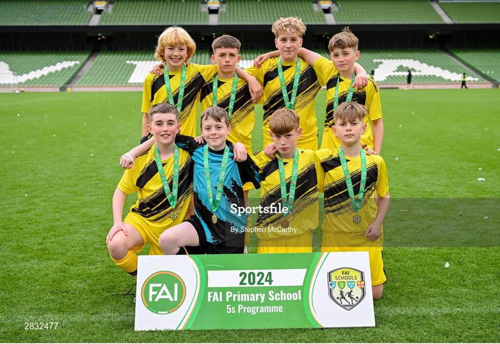 29 May 2024; St Eunan’s NS, Raphoe, Donegal, during the FAI Primary 5s Finals day at Aviva Stadium in Dublin. Photo by Stephen McCarthy/Sportsfile