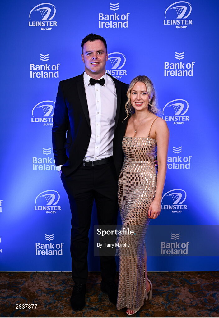 1 June 2024; James Ryan and Sarah Cannon on arrival at the 2024 Leinster Rugby Awards Ball at The InterContinental Hotel in Dublin. Photo by Harry Murphy/Sportsfile