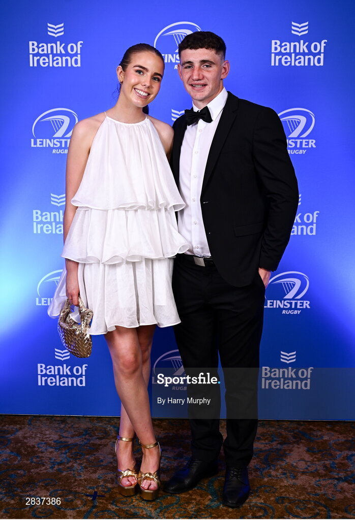 1 June 2024; Cormac Foley and Laoise Geraghty on arrival at the 2024 Leinster Rugby Awards Ball at The InterContinental Hotel in Dublin. Photo by Harry Murphy/Sportsfile