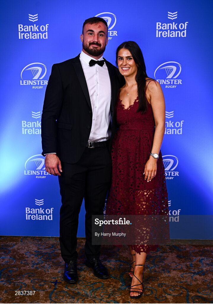 1 June 2024; Rónan Kelleher and Amber Barnwell on arrival at the 2024 Leinster Rugby Awards Ball at The InterContinental Hotel in Dublin. Photo by Harry Murphy/Sportsfile