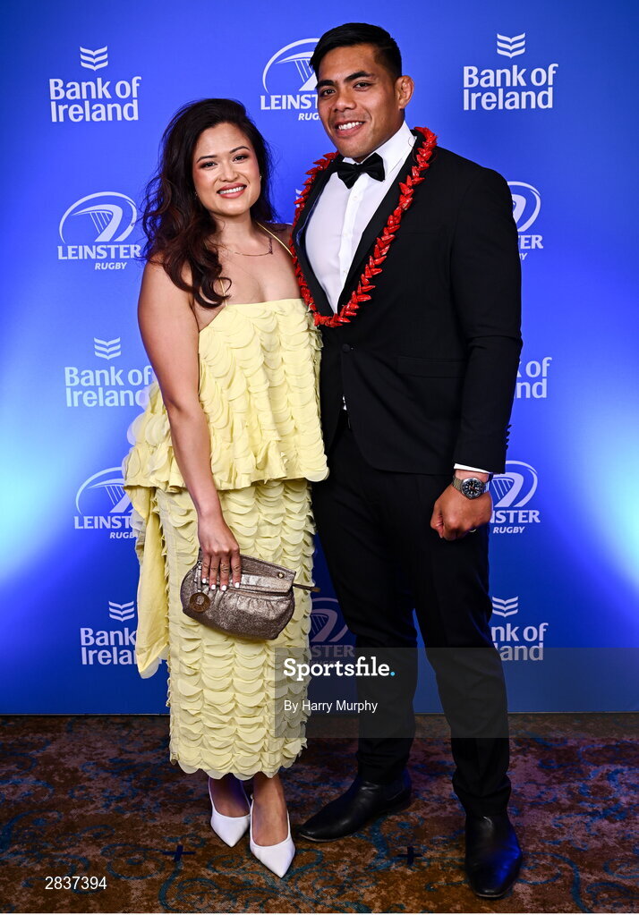 1 June 2024; Michael and Sekarani Ala'alatoa on arrival at the 2024 Leinster Rugby Awards Ball at The InterContinental Hotel in Dublin. Photo by Harry Murphy/Sportsfile