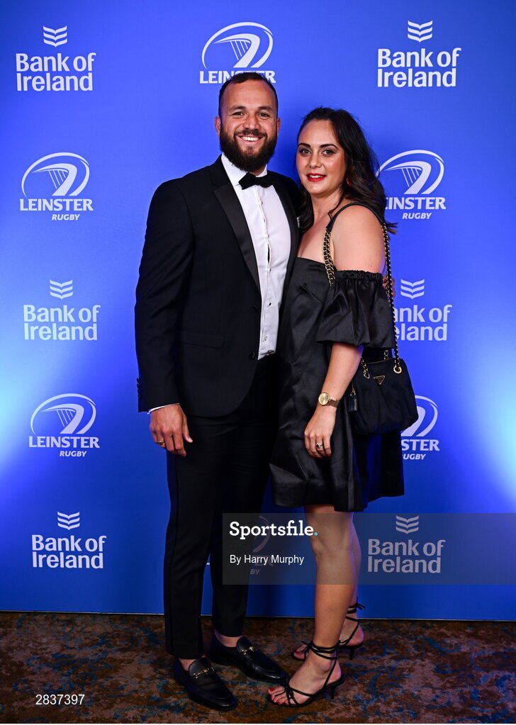 1 June 2024; Jamison Gibson-Park and Patti Grogan on arrival at the 2024 Leinster Rugby Awards Ball at The InterContinental Hotel in Dublin. Photo by Harry Murphy/Sportsfile