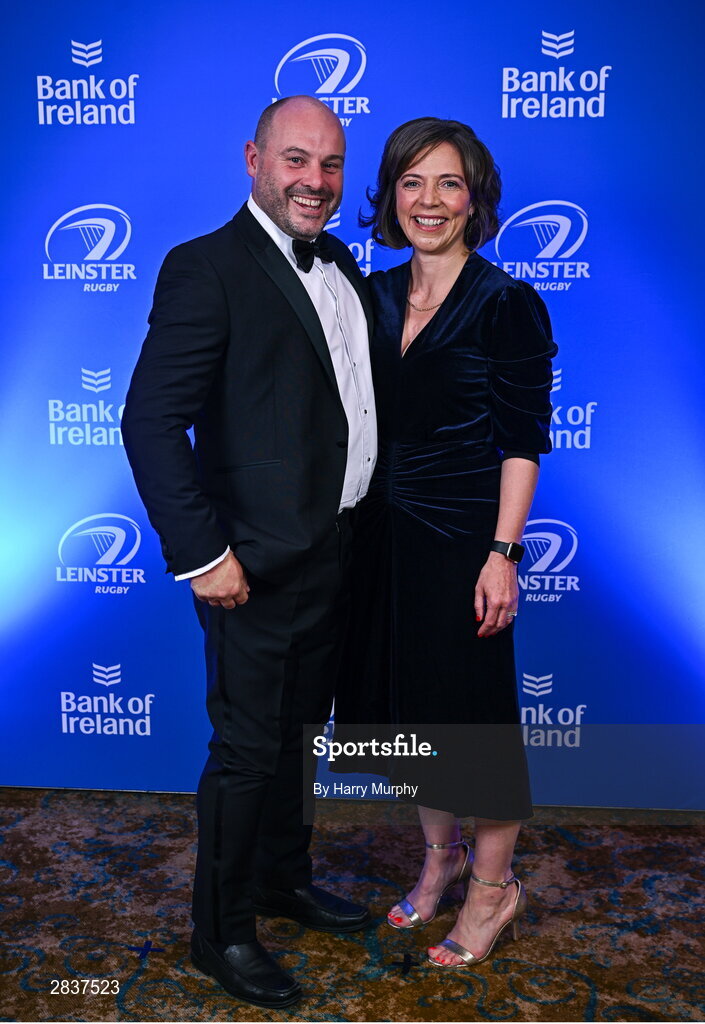 1 June 2024; Emmett Farrell and Doone O'Doherty on arrival at the 2024 Leinster Rugby Awards Ball at The InterContinental Hotel in Dublin. Photo by Harry Murphy/Sportsfile