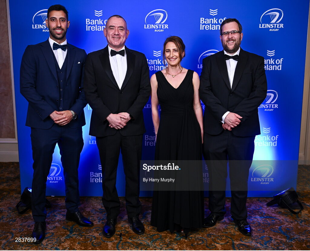 1 June 2024; Members of DigitalWell on arrival at the 2024 Leinster Rugby Awards Ball at The InterContinental Hotel in Dublin. Photo by Harry Murphy/Sportsfile