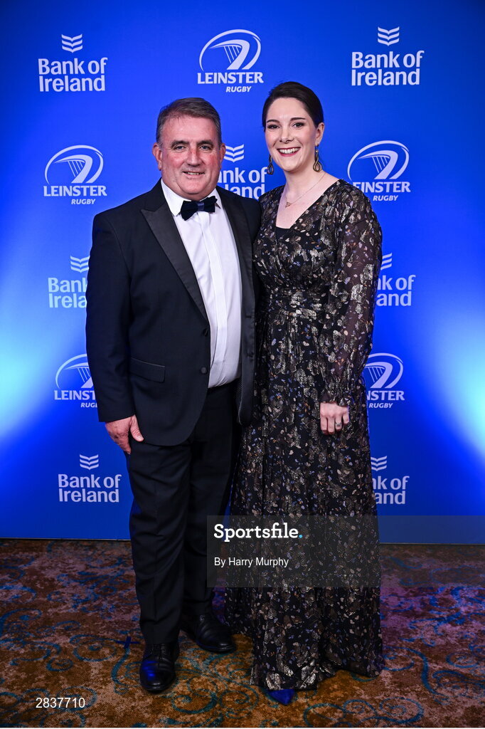 1 June 2024; Seamus and Trish Morgan on arrival at the 2024 Leinster Rugby Awards Ball at The InterContinental Hotel in Dublin. Photo by Harry Murphy/Sportsfile
