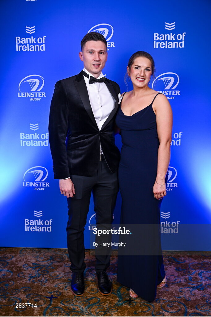 1 June 2024; Sophie Conroy and Jake Nalepa on arrival at the 2024 Leinster Rugby Awards Ball at The InterContinental Hotel in Dublin. Photo by Harry Murphy/Sportsfile