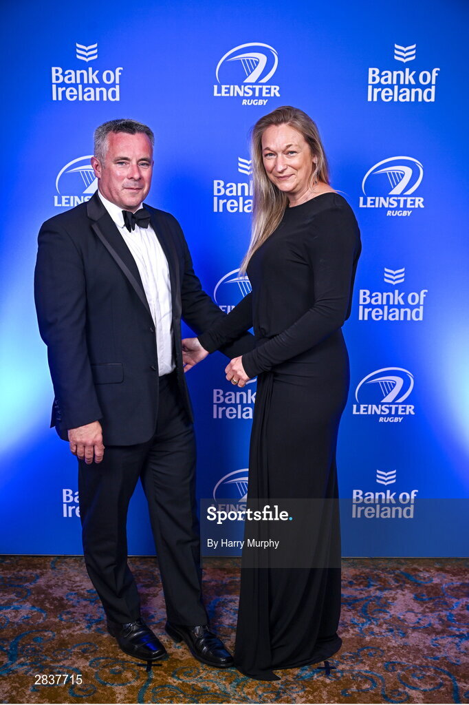 1 June 2024; Brian and Penny Linton on arrival at the 2024 Leinster Rugby Awards Ball at The InterContinental Hotel in Dublin. Photo by Harry Murphy/Sportsfile