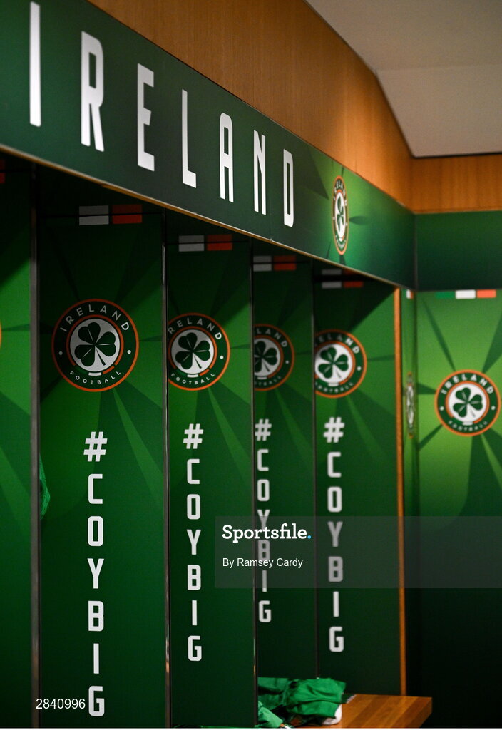 4 June 2024; A general view of the Republic of Ireland dressing room before the international friendly match between Republic of Ireland and Hungary at Aviva Stadium in Dublin. Photo by Ramsey Cardy/Sportsfile