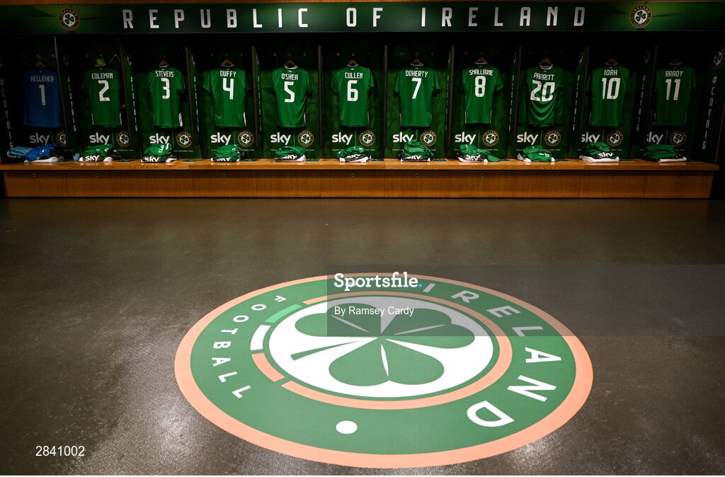 4 June 2024; A general view of the Republic of Ireland dressing room before the international friendly match between Republic of Ireland and Hungary at Aviva Stadium in Dublin. Photo by Ramsey Cardy/Sportsfile