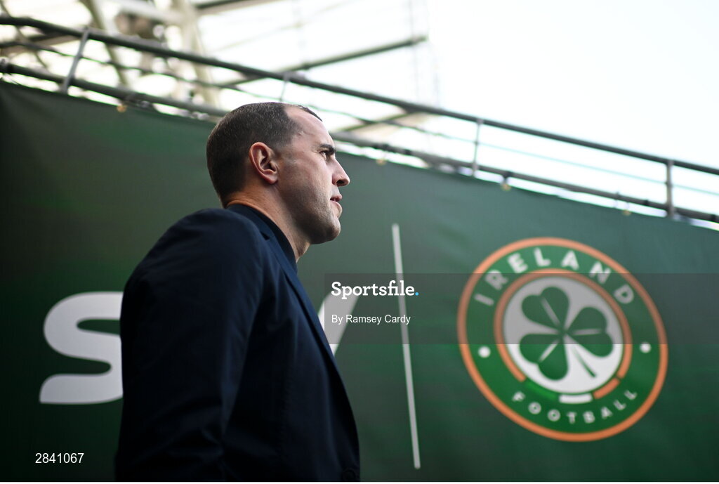 4 June 2024;  Republic of Ireland interim head coach John O'Shea before the international friendly match between Republic of Ireland and Hungary at Aviva Stadium in Dublin. Photo by Ramsey Cardy/Sportsfile