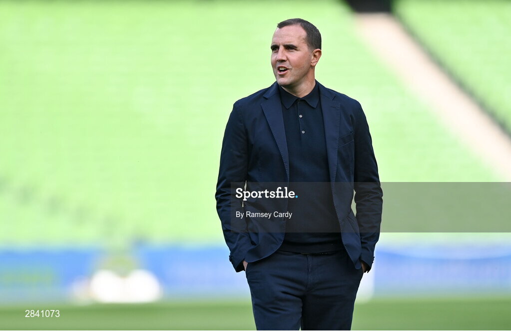 4 June 2024; Republic of Ireland interim head coach John O'Shea before the international friendly match between Republic of Ireland and Hungary at Aviva Stadium in Dublin. Photo by Ramsey Cardy/Sportsfile