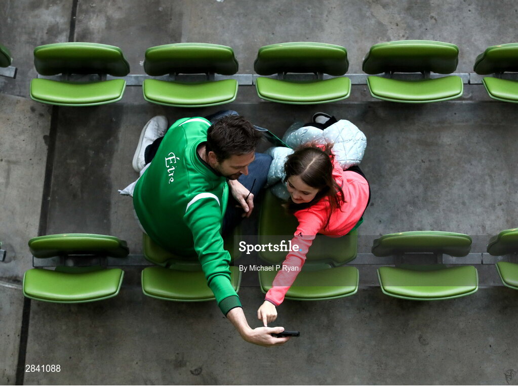 4 June 2024; Republic of Ireland supporters before the international friendly match between Republic of Ireland and Hungary at Aviva Stadium in Dublin. Photo by Michael P Ryan/Sportsfile