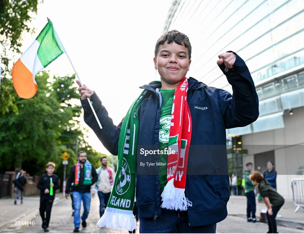 4 June 2024; Republic of Ireland supporter Nicholas Kane before the international friendly match between Republic of Ireland and Hungary at Aviva Stadium in Dublin. Photo by Tyler Miller/Sportsfile