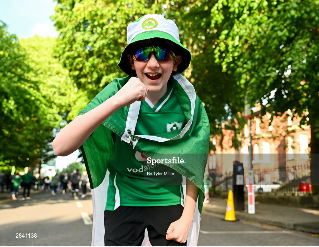 4 June 2024; Republic of Ireland supporter Conor Minnikin from Templeogue in Dublin during the international friendly match between Republic of Ireland and Hungary at Aviva Stadium in Dublin. Photo by Tyler Miller/Sportsfile