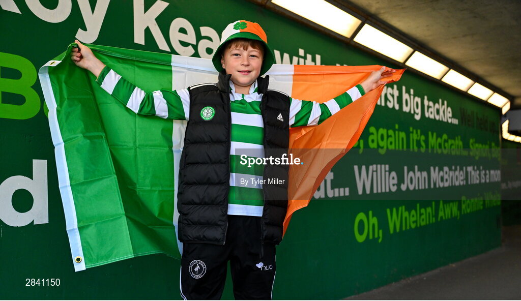 4 June 2024; Republic of Ireland supporter Lennon Pike, aged 13, before the international friendly match between Republic of Ireland and Hungary at Aviva Stadium in Dublin. Photo by Tyler Miller/Sportsfile