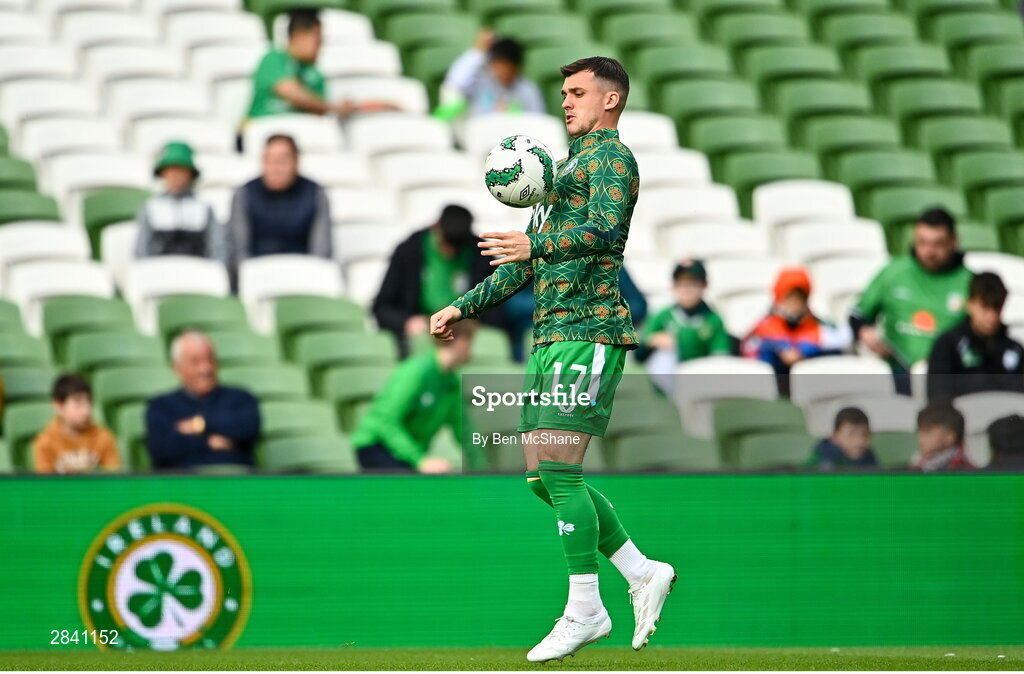 4 June 2024; Jason Knight of Republic of Ireland before the international friendly match between Republic of Ireland and Hungary at Aviva Stadium in Dublin. Photo by Ben McShane/Sportsfile