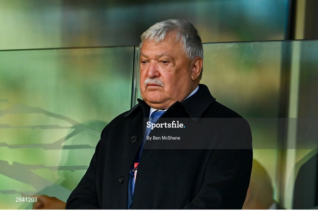 4 June 2024; Hungarian Football Federation President Sándor Csányi before the international friendly match between Republic of Ireland and Hungary at Aviva Stadium in Dublin. Photo by Ben McShane/Sportsfile