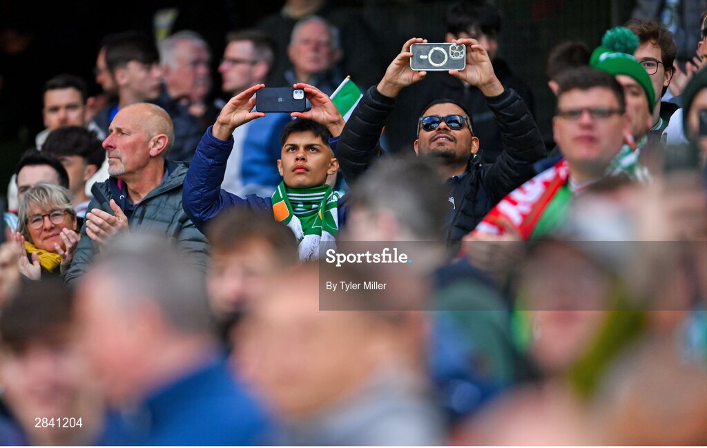 4 June 2024; Republic of Ireland supporters before the international friendly match between Republic of Ireland and Hungary at Aviva Stadium in Dublin. Photo by Tyler Miller/Sportsfile