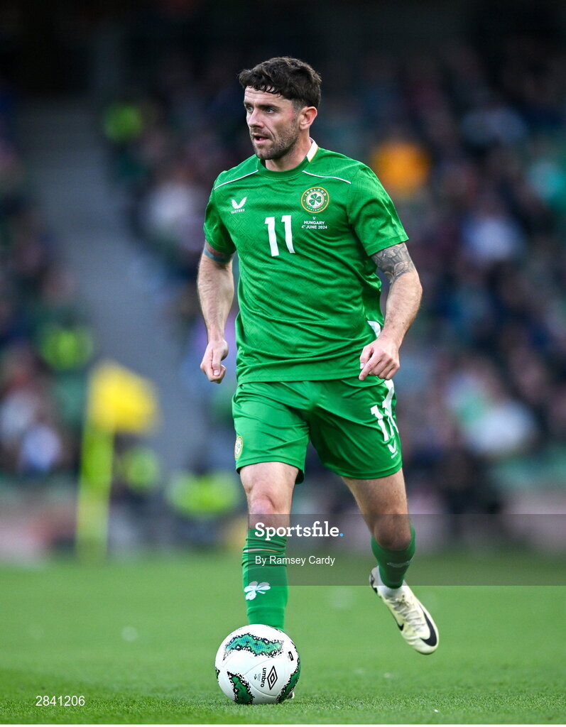 4 June 2024; Robbie Brady of Republic of Ireland during the international friendly match between Republic of Ireland and Hungary at Aviva Stadium in Dublin. Photo by Ramsey Cardy/Sportsfile
