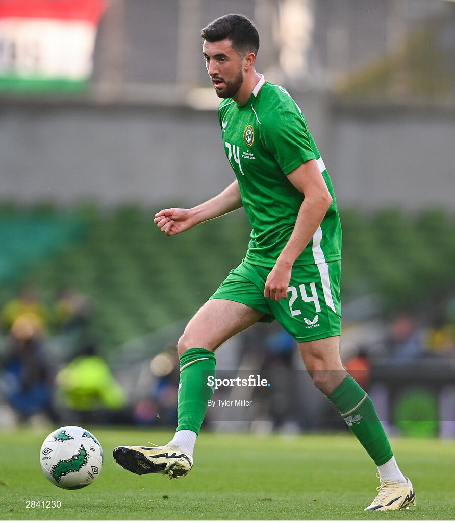 4 June 2024; Finn Azaz of Republic of Ireland during the international friendly match between Republic of Ireland and Hungary at Aviva Stadium in Dublin. Photo by Tyler Miller/Sportsfile