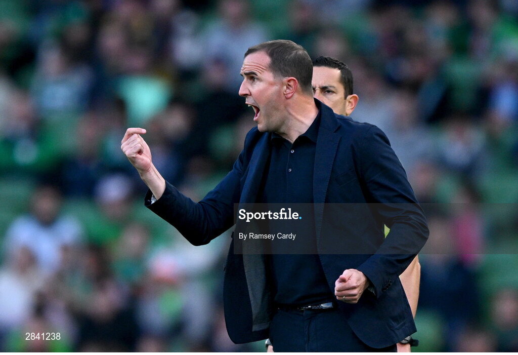 4 June 2024; Republic of Ireland interim head coach John O'Shea during the international friendly match between Republic of Ireland and Hungary at Aviva Stadium in Dublin. Photo by Ramsey Cardy/Sportsfile