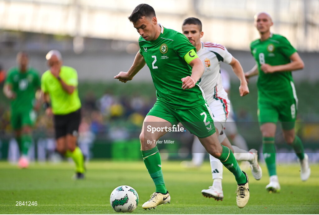 4 June 2024; Seamus Coleman of Republic of Ireland during the international friendly match between Republic of Ireland and Hungary at Aviva Stadium in Dublin. Photo by Tyler Miller/Sportsfile