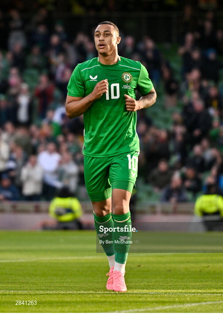 4 June 2024; Adam Idah of Republic of Ireland during the international friendly match between Republic of Ireland and Hungary at Aviva Stadium in Dublin. Photo by Ben McShane/Sportsfile