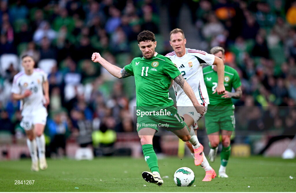 4 June 2024; Robbie Brady of Republic of Ireland during the international friendly match between Republic of Ireland and Hungary at Aviva Stadium in Dublin. Photo by Ramsey Cardy/Sportsfile