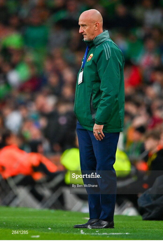 4 June 2024; Hungary manager Marco Rossi during the international friendly match between Republic of Ireland and Hungary at Aviva Stadium in Dublin. Photo by Ben McShane/Sportsfile