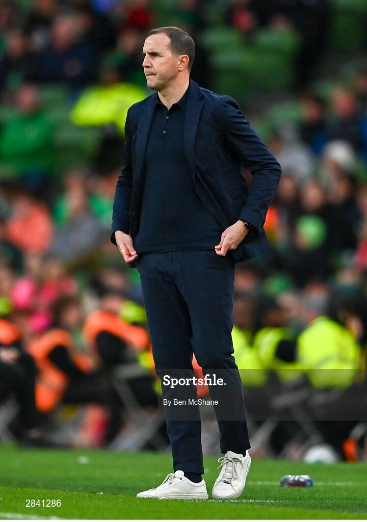 4 June 2024; Republic of Ireland interim head coach John O'Shea during the international friendly match between Republic of Ireland and Hungary at Aviva Stadium in Dublin. Photo by Ben McShane/Sportsfile