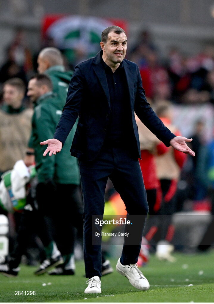 4 June 2024; Republic of Ireland interim head coach John O'Shea during the international friendly match between Republic of Ireland and Hungary at Aviva Stadium in Dublin. Photo by Ramsey Cardy/Sportsfile